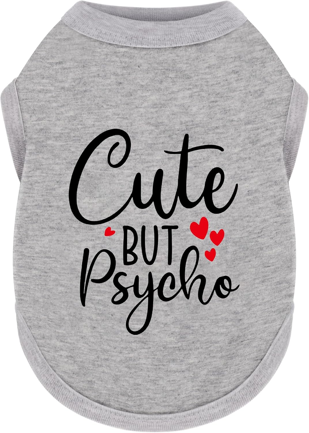 Stylish Dog Clothes: Expressive Cotton Puppy Shirt Vest for Small and Medium Dogs, Featuring 'Cute but Psycho' Slogan Print - Perfect for Showing Off Your Pet's Unique Style! Grey L